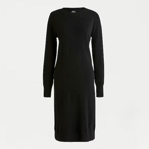 J Crew Women’s Long-sleeve everyday cashmere crewneck dress in Black